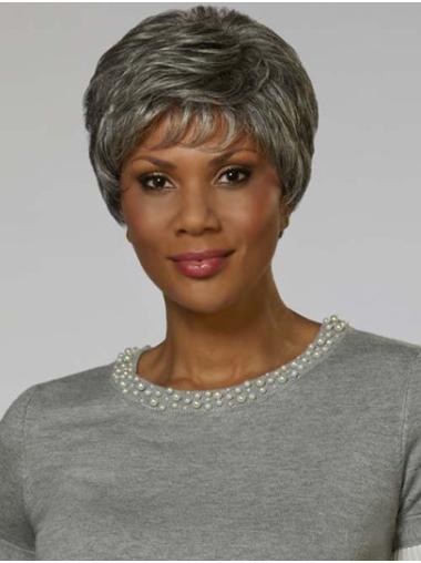 8" Straight Synthetic Short Grey Affordable Lace Front Wigs