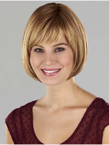 Chin Length 10" Blonde Straight Synthetic Ladies Bob Wigs