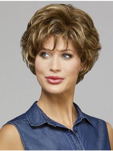 Wavy Layered Brown Monofilament 10" Short Hairstyles For Women