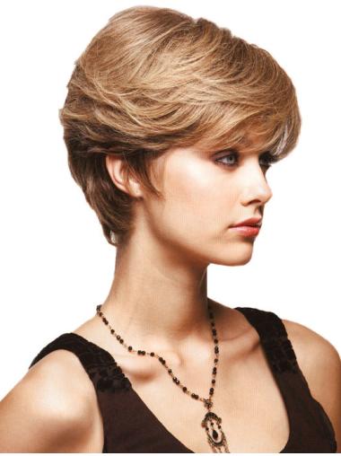 Blonde Layered Straight Natural Synthetic Wigs