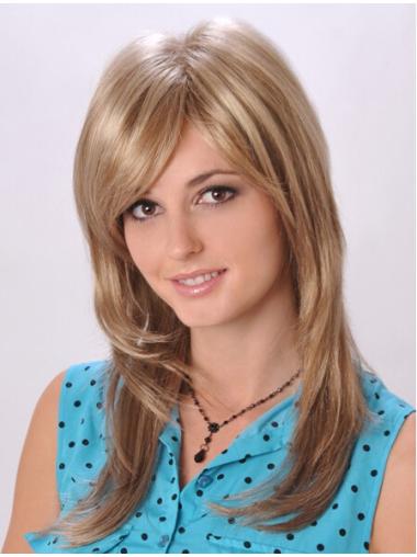 Blonde With Bangs Straight Style Monofilament Wigs