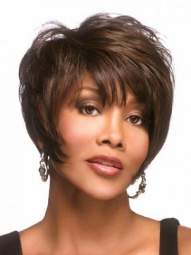 Straight Brown Layered Great Short Wigs