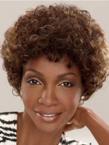 Brown Afro Curly Ideal Short Wigs