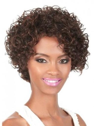 Brown Afro Curly Top Medium Wigs