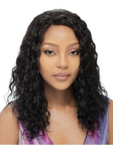 Curly Black Indian Remy Hair Durable Human Hair Full Lace Wigs