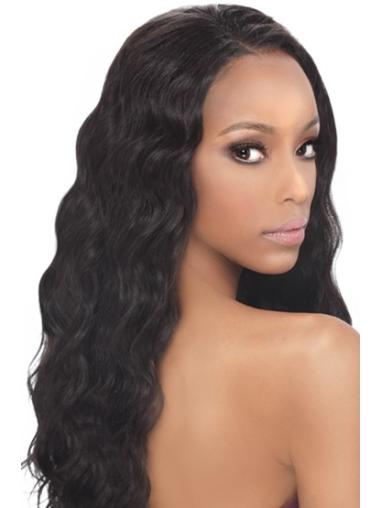Black Indian Remy Hair Wavy Style Human Hair Lace Front Wigs
