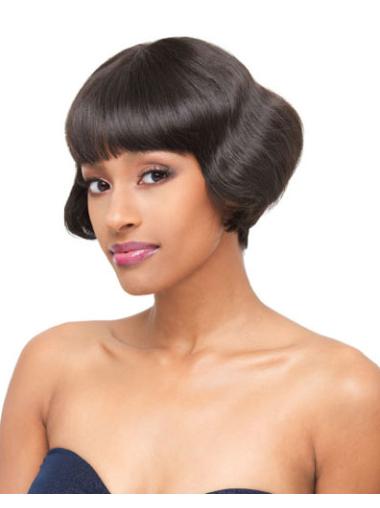 Straight Brown Indian Remy Hair Popular Short Wigs