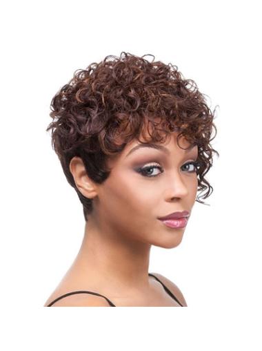 Auburn Layered Curly Style African American Wigs