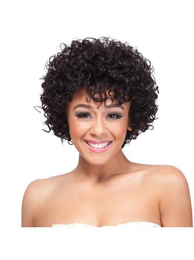 Layered Black Curly Fashionable Synthetic Wigs