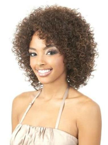 Brown Afro Curly Designed Glueless Lace Front Wigs