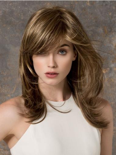 Straight Brown With Bangs Fashionable Long Wigs