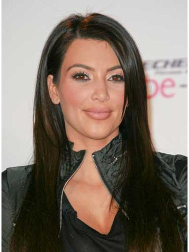 Black Layered Straight Modern Kim Kardashian wigs