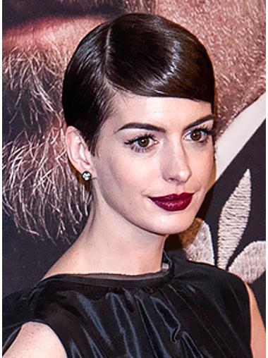 Straight Brown Boycuts Durable Anne Hathaway wigs