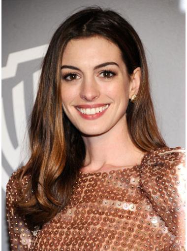 Brown 100% Hand-tied Straight High Quality Anne Hathaway wigs