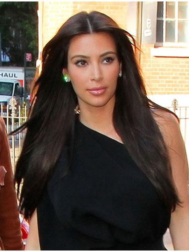 Black Without Bangs Straight Stylish Kim Kardashian wigs
