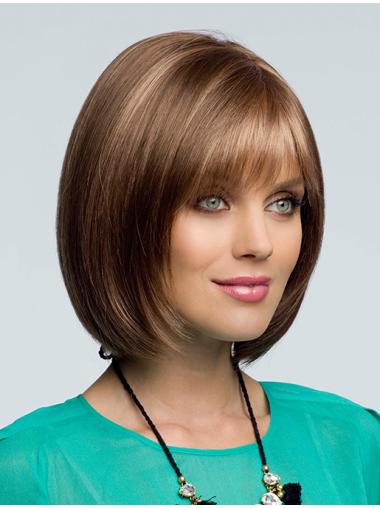 Brown Bobs Wavy No-fuss Remy Human Lace Wigs