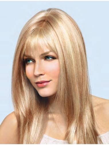 Straight Blonde 100% Hand-tied Sleek Long Wigs
