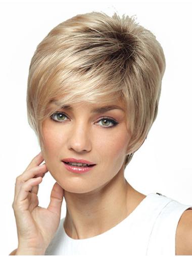 With Bangs Blonde Straight Cheapest Short Wigs