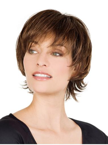 Straight Brown Lace Front Natural Short Wigs