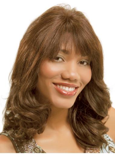 Brown With Bangs Wavy Ideal Full Lace Wigs