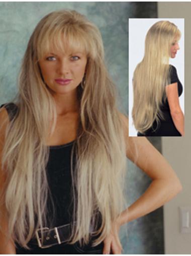 Blonde With Bangs Straight Style Long Wigs