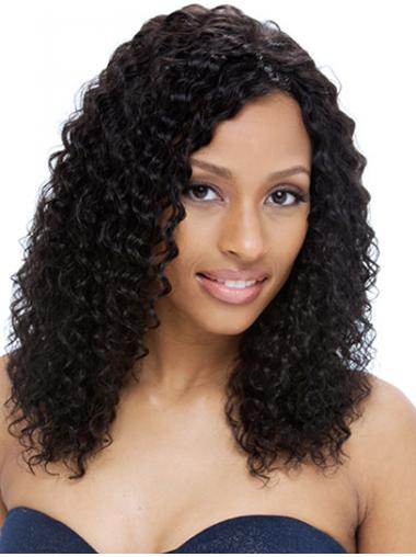 Black Without Bangs Curly Perfect Remy Human Lace Wigs