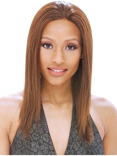 Straight Brown Without Bangs Designed Medium Wigs