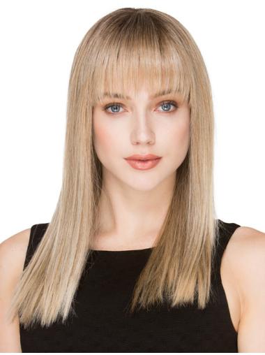With Bangs Blonde Straight Amazing Human Hair Wigs