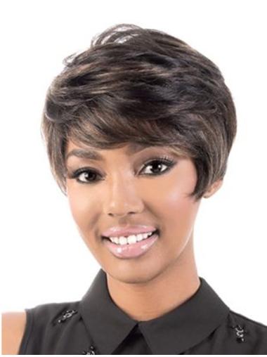 Brown With Bangs Wavy Good African American Wigs