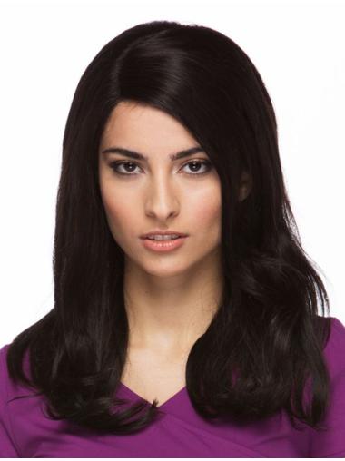 Black Without Bangs Straight No-fuss Lace Front Wigs