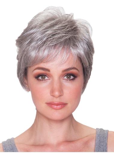 Synthetic Straight Ideal Grey Wigs