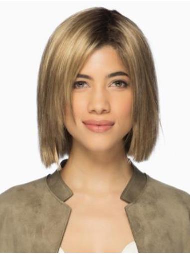 Blonde Straight 10" Chin Length Synthetic Bobs Women Lace Front Wigs