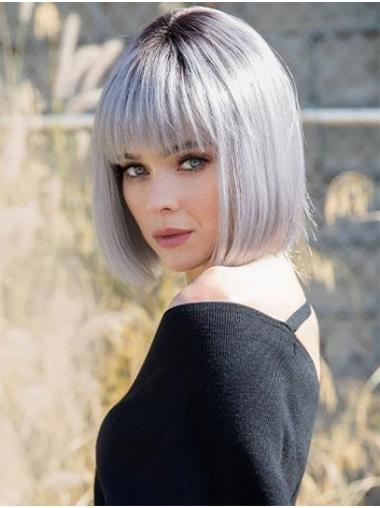 Straight Platinum Blonde Grey 10" Synthetic Wigs Online