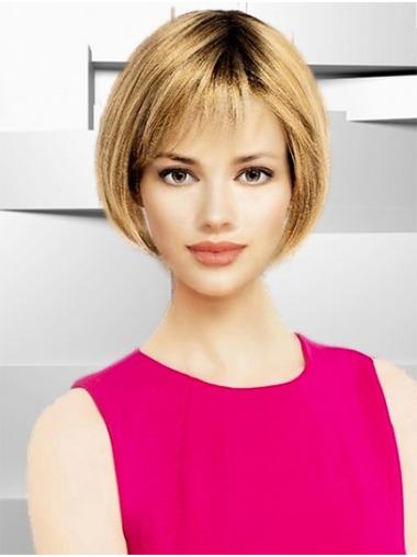 100% Hand-tied 10" Short Blonde Straight Classic Ladies Wig