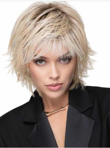 Straight Blonde Layered 8" Ladies Synthetic Wigs