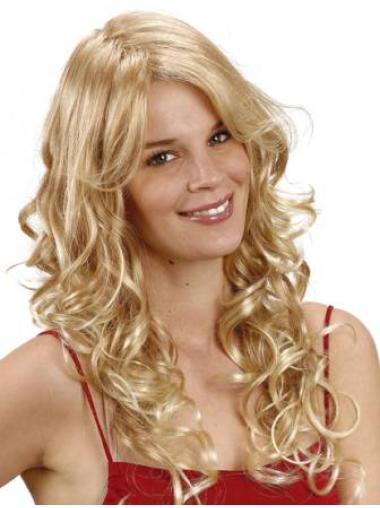 Blonde With Bangs Curly No-fuss Synthetic Wigs