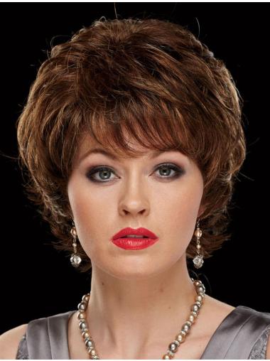 Brown With Bangs Wavy Exquisite Synthetic Wigs
