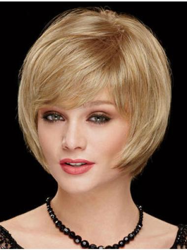Designed Blonde Straight Medium Wigs