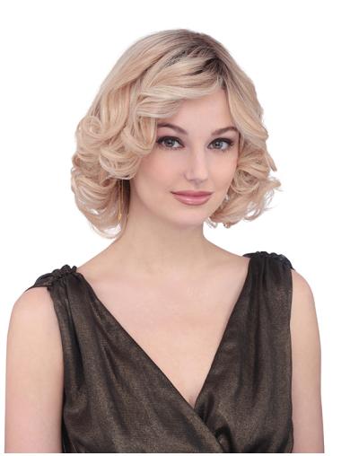 Curly Blonde With Bangs Good Lace Front Wigs