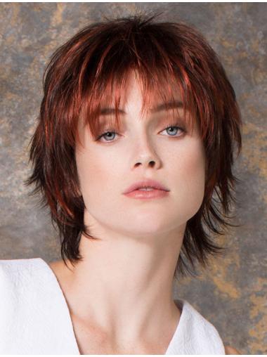 Red Layered Straight Cheap Short Wigs