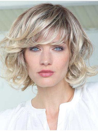 Blonde With Bangs Curly Sassy Medium Wigs