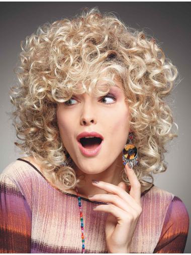 Curly Blonde Lace Front Comfortable Medium Wigs