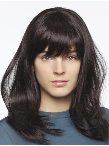 Straight Black Lace Front Fashionable Long Wigs