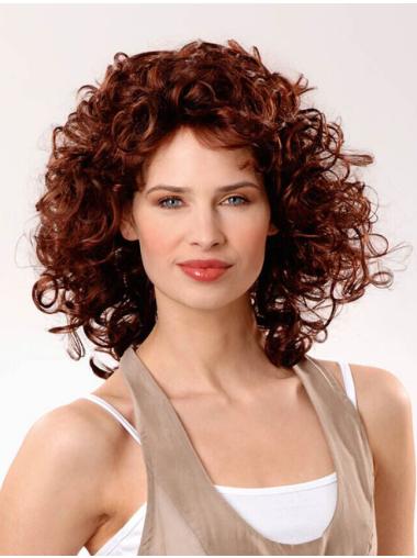 Curly Auburn Layered Ideal Human Hair Wigs