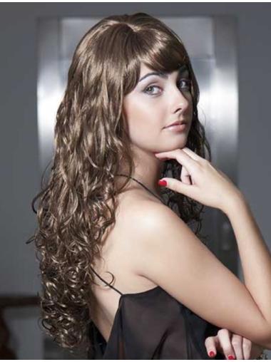 Brown With Bangs Curly Fashionable African American Wigs