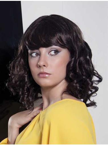 Black With Bangs Curly No-fuss African American Wigs
