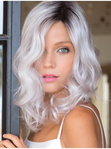 Shoulder Length Curly High Quality Grey Wigs