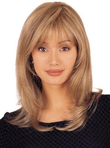 Straight Blonde Layered Modern Remy Human Lace Wigs