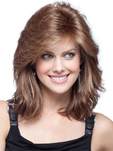 Auburn With Bangs Wavy Perfect Remy Human Lace Wigs