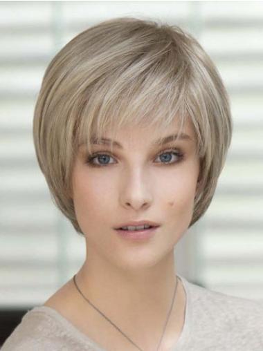 100% Hand-tied Blonde Straight Cheap Short Wigs